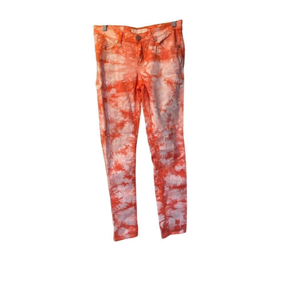 Rock & republic women’s Berlin, skinny, tie-dye, coral and white pants. Size 4.